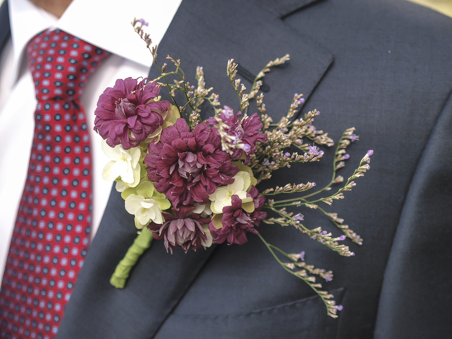 Flower Corsage On A Man's Suit